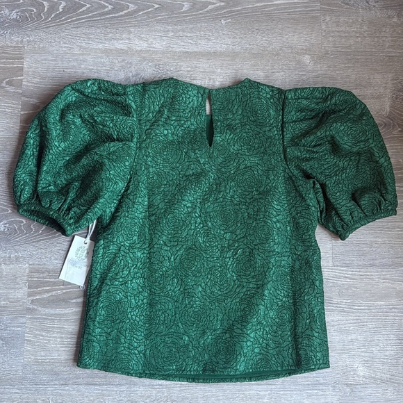 NEW TUCKERNUCK HYACINTH HOUSE Green Jacquard Noelle Blouse XS - Picture 6 of 7